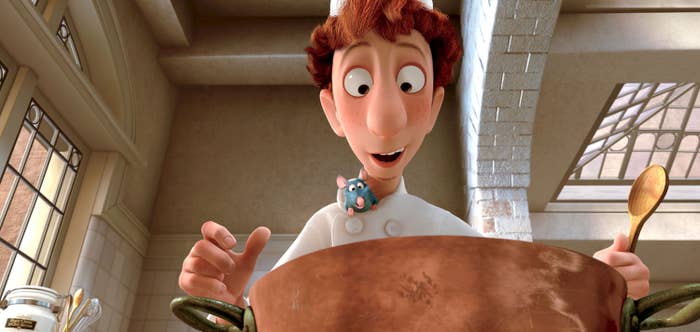 A cooking scene in Rataouille