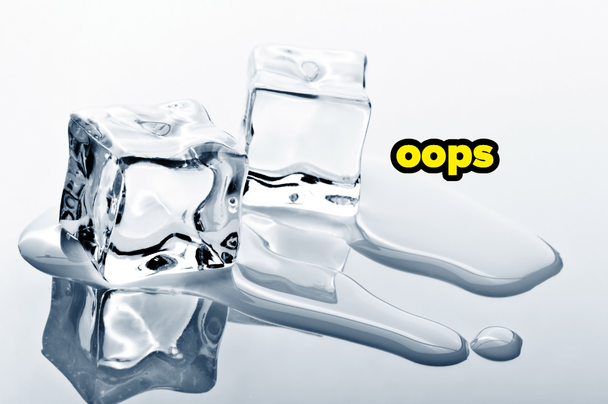 melting ice cubes and the word &quot;oops&quot;