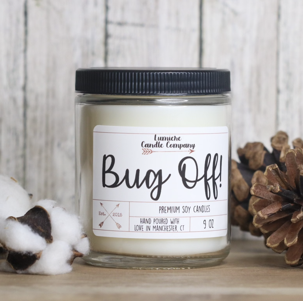 Jar of Bug Off candle by Lumiere Candle Company