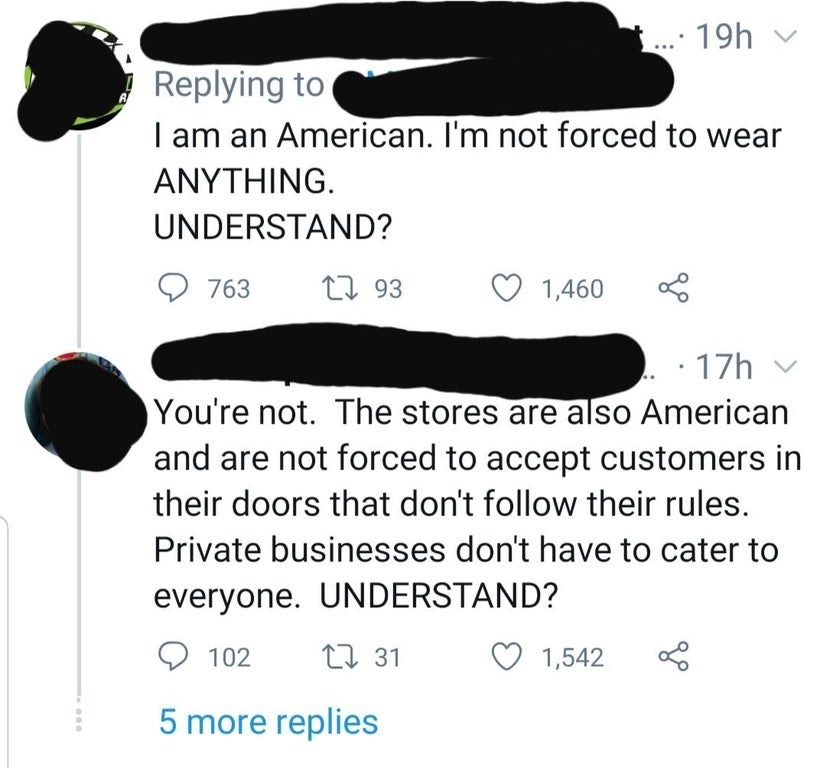 american arguing against masks