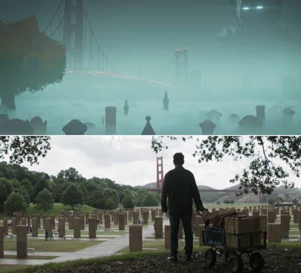 A cemetery near the Golden Gate Bridge vs. Scott visiting the Wall of the Vanished