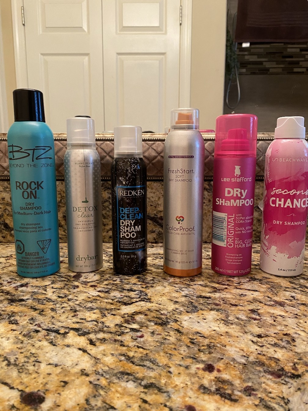 Various dry shampoos