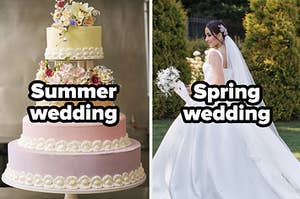summer wedding cake vs spring wedding dress