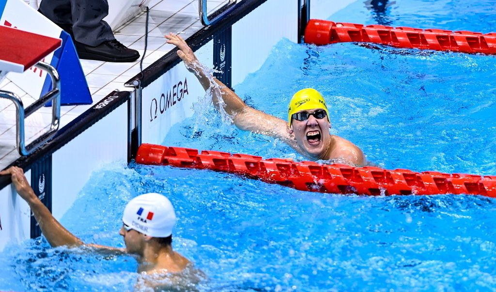 William Martin of Australia celebrates winning the Men&#x27;s S9 400m Freestyle