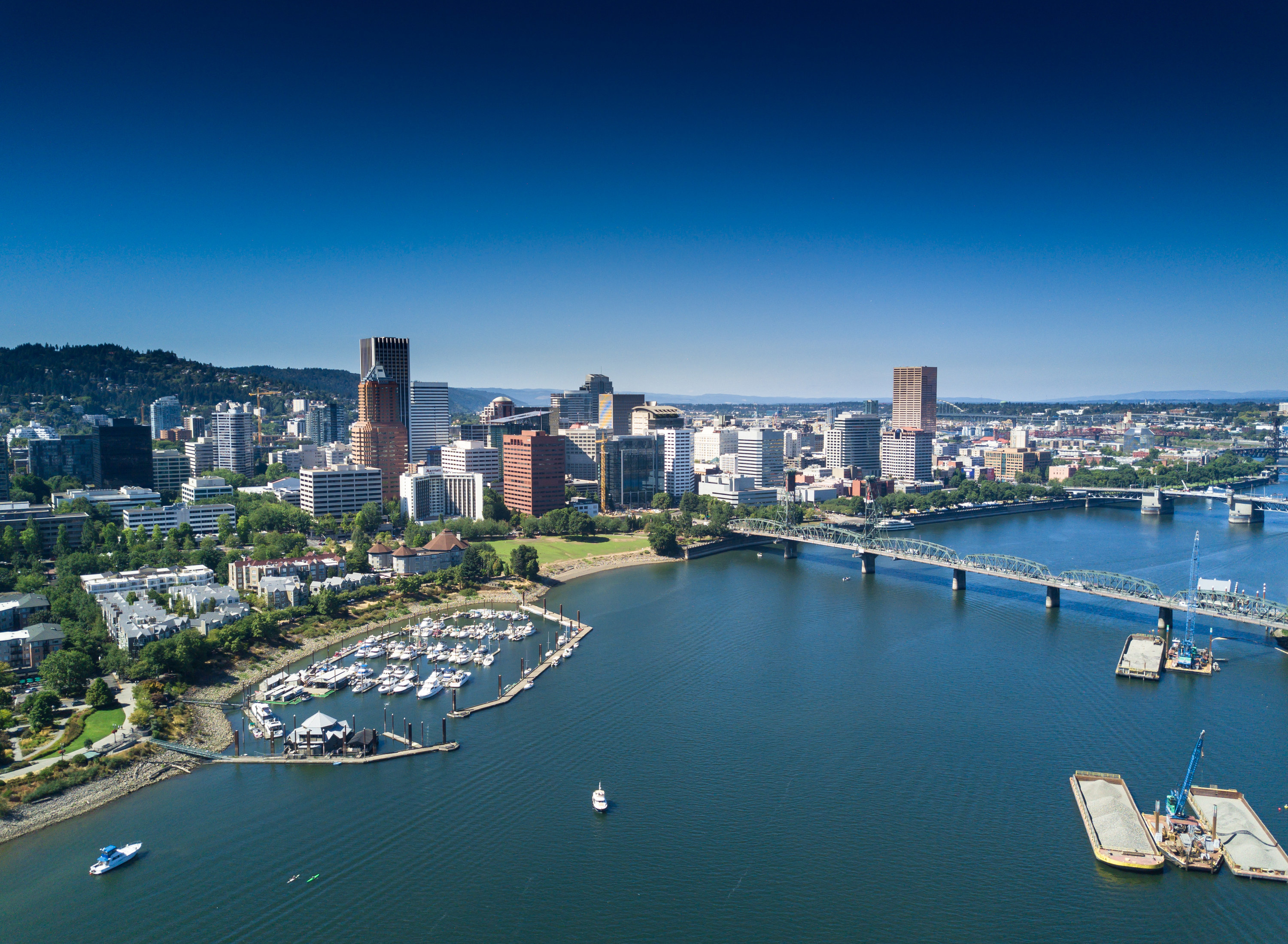 Aerial view of the Portland, Oregon metro area