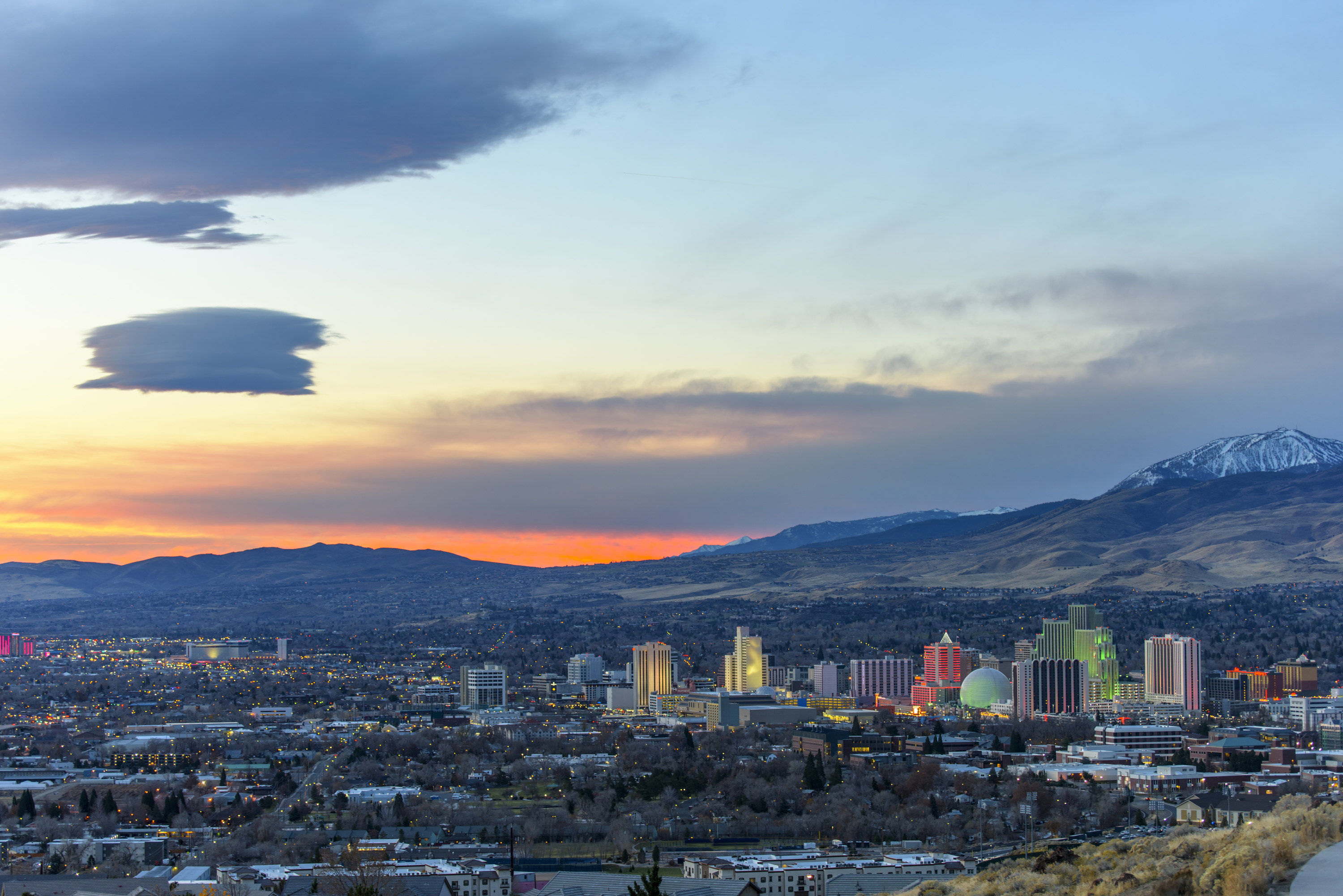 Sunset over Reno, Nevada