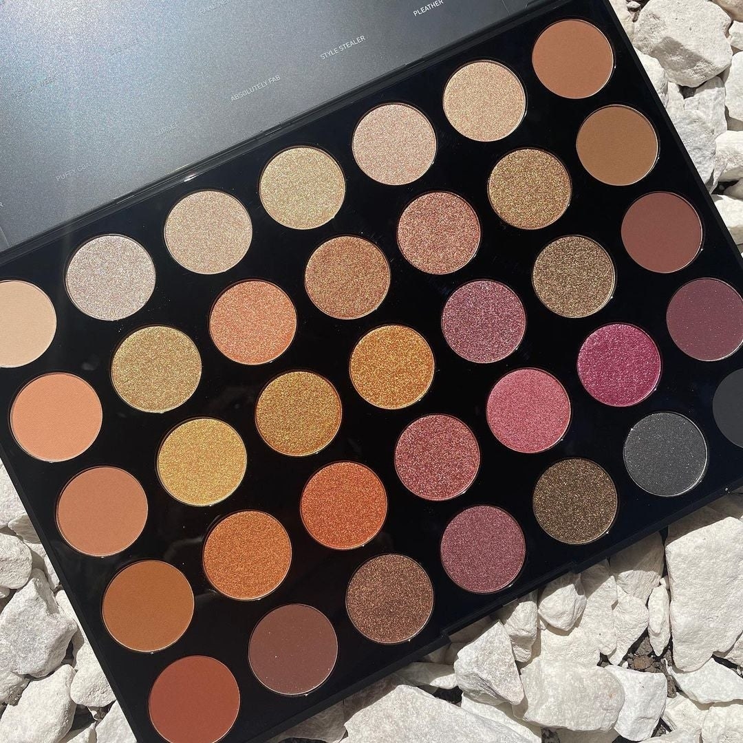 a fall makeup palette with 35 colors