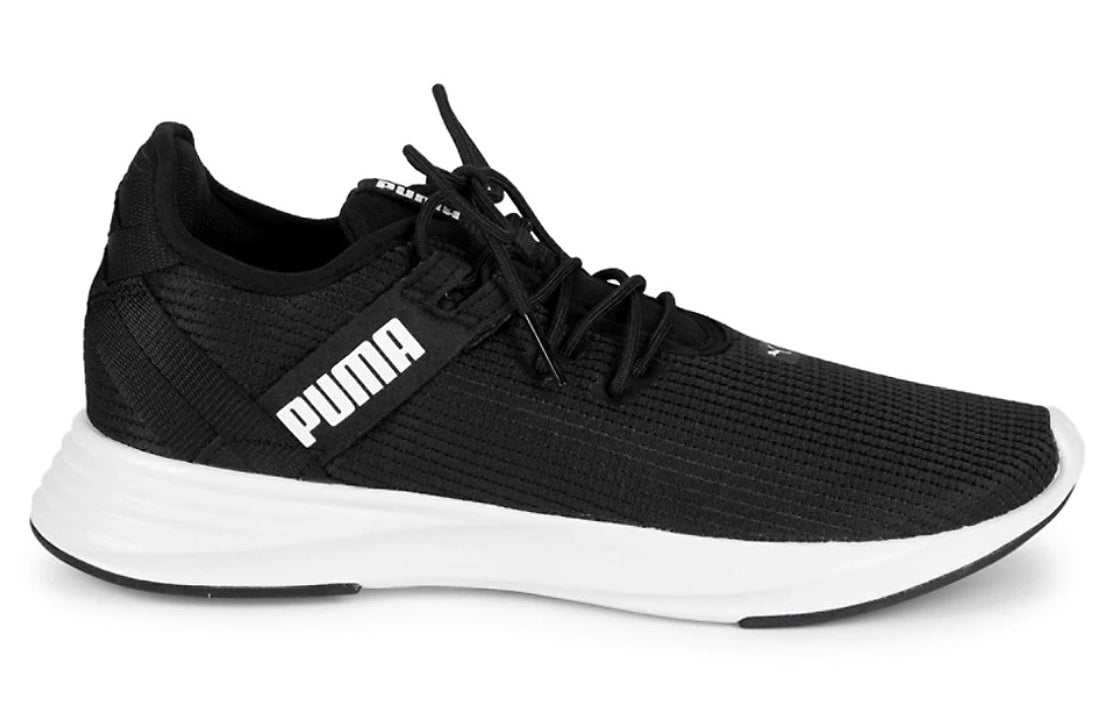 the black puma sneakers with white dole