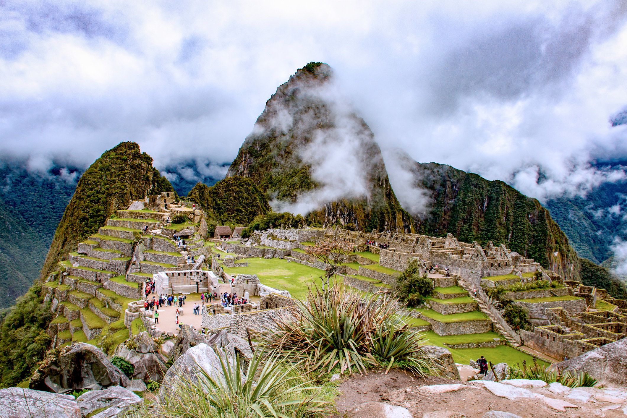 Machu Picchu with clouds.