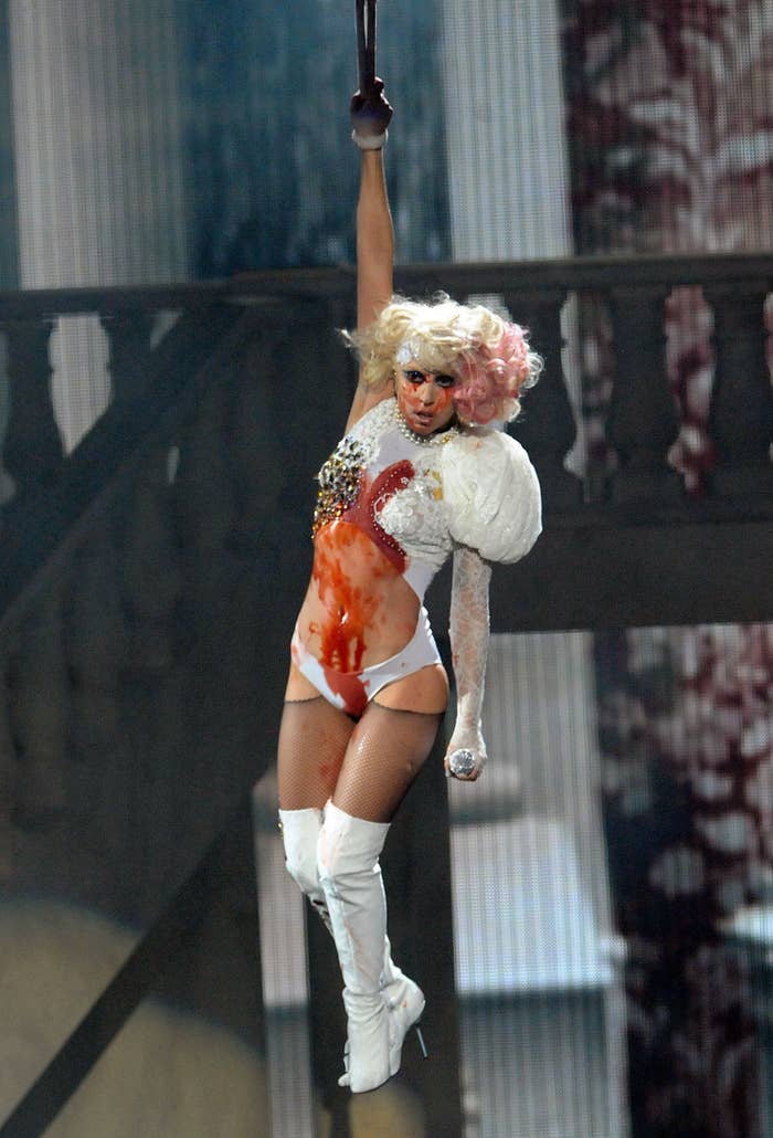Lady Gaga performs onstage during the 2009 MTV Video Music Awards at Radio City Music Hall on September 13, 2009 in New York City