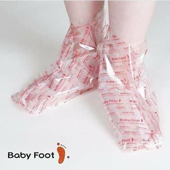 Model wearing Baby Foot booties