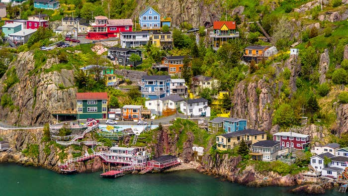 A picture of bright houses on Newfoundland's coast