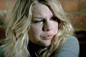 Taylor Swift crying in the White Horse music video