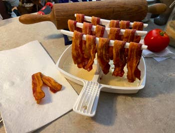 reviewer's cooked bacon strips