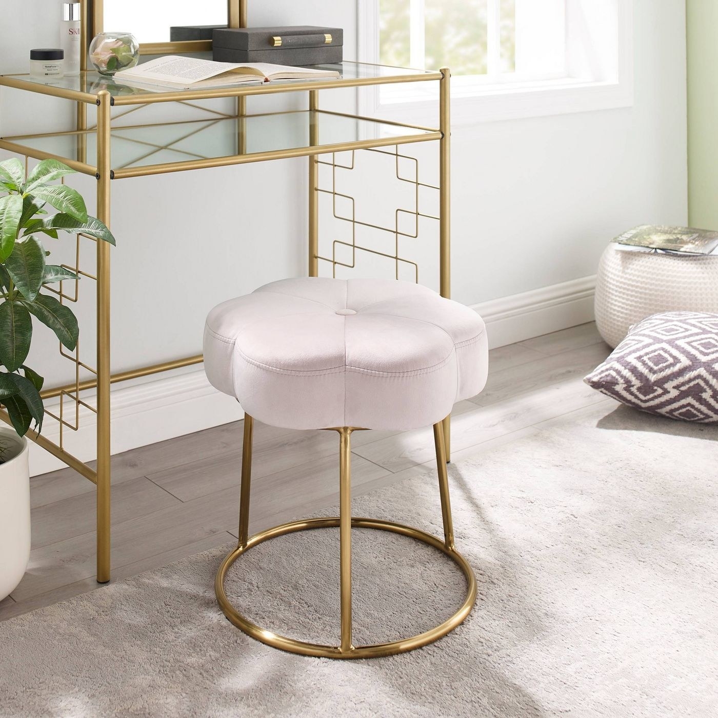 The pink vanity accent stool