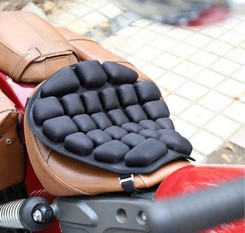 The cushion on a motorcycle
