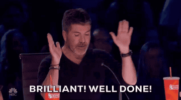 Simon Cowell saying, &quot;brilliant! well done!&quot;