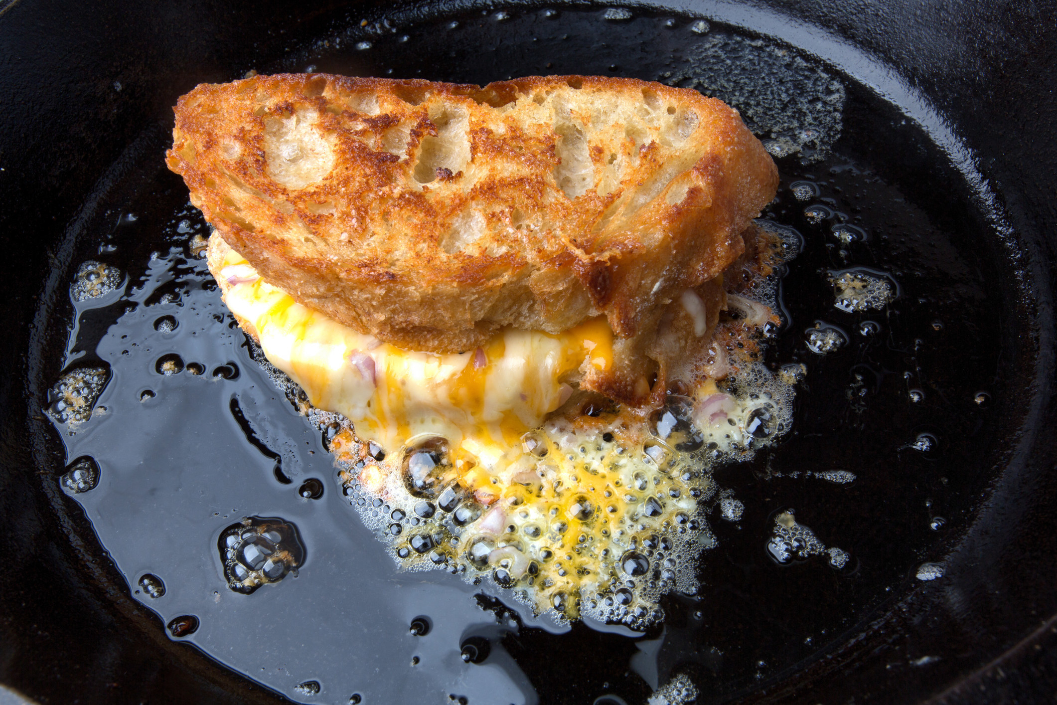 grilled cheese on a pan