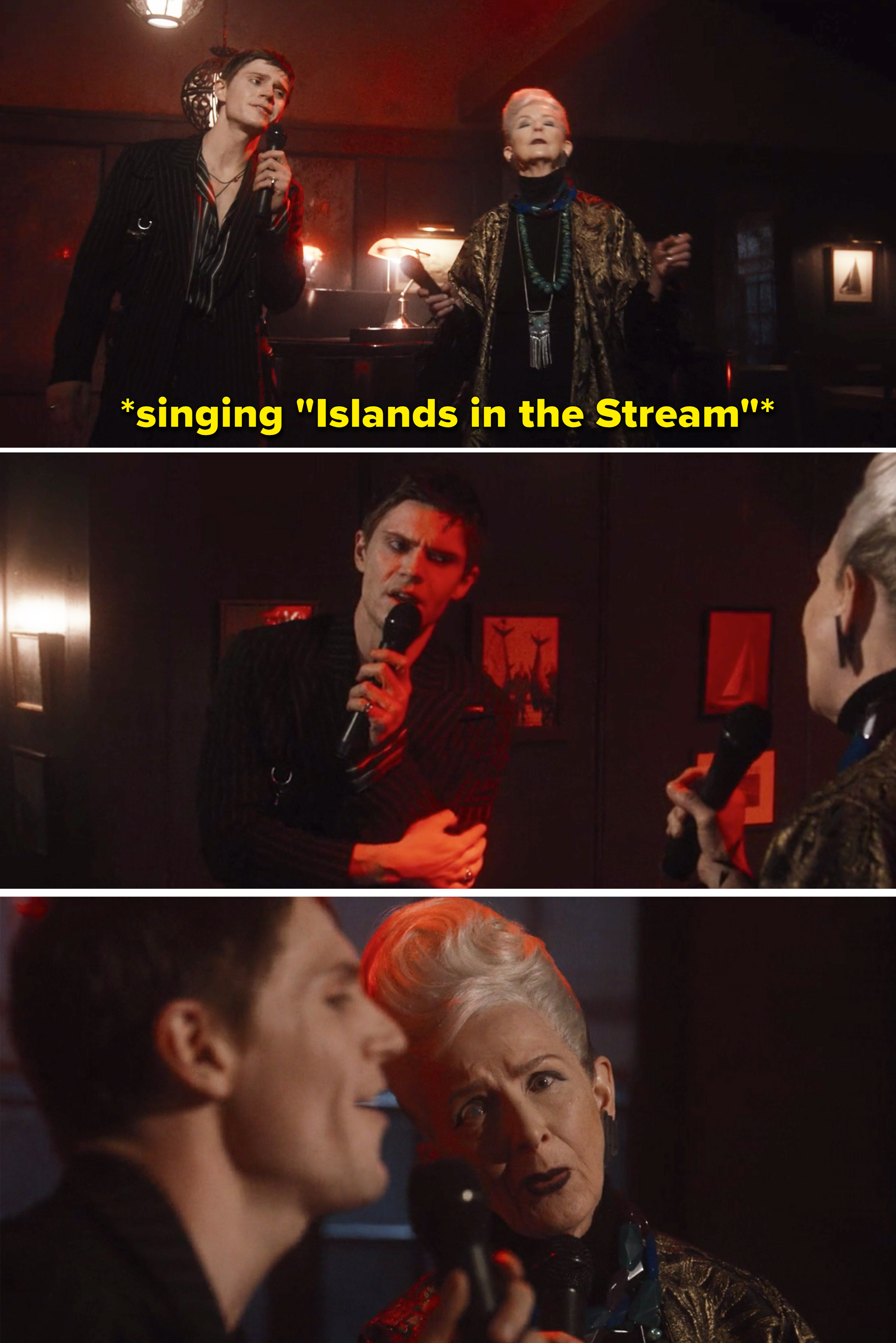 Evan Peters and Frances Conroy singing &quot;Islands in the Stream&quot;