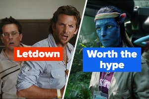 The Hangover labeled "letdown" and Avatar labeled "worth the hype"