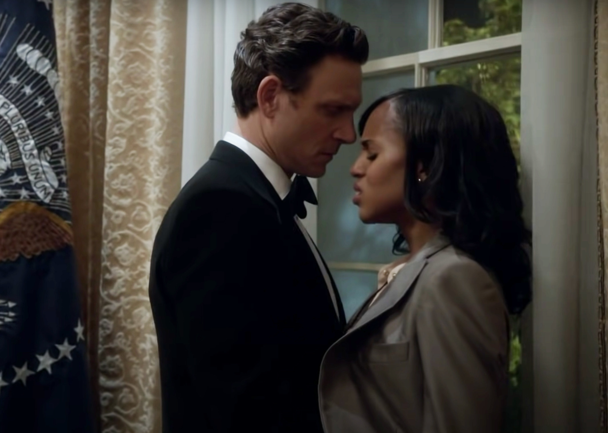 Fitz and Olivia face each other in Fitz's office