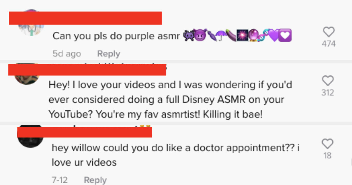 People asking for purple asmr, Disney ASMR, and a doctors appointment