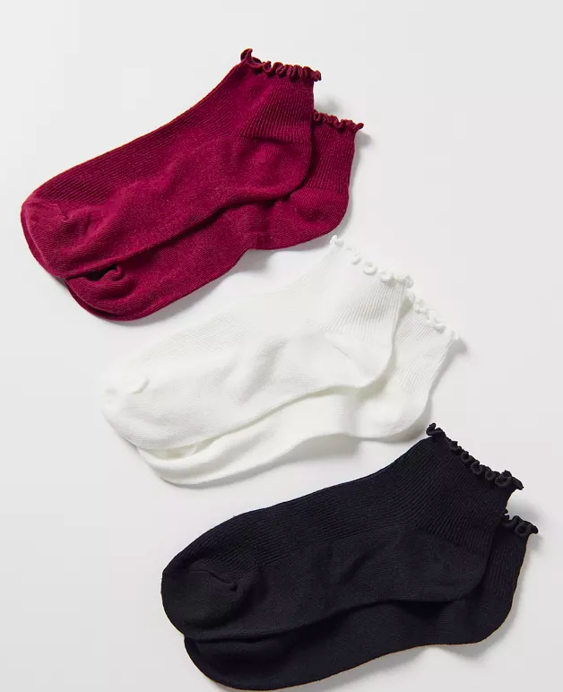 Three sets of socks in a row