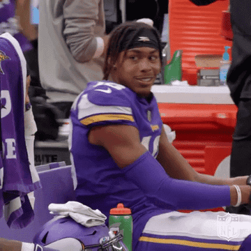 A GIF of a footbal player saying I look cute