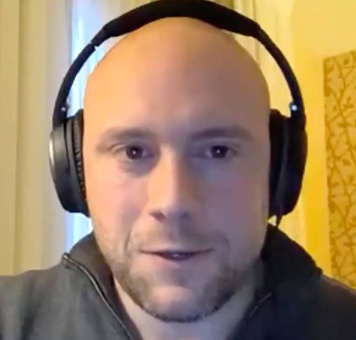 Close-up of a man wearing headphones