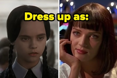 Two characters are shown in wigs with a caption that reads: "Dress up as"