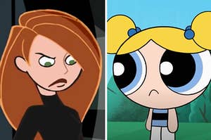 Kim Possible is on the left with Bubbles from Powerpuff Girls