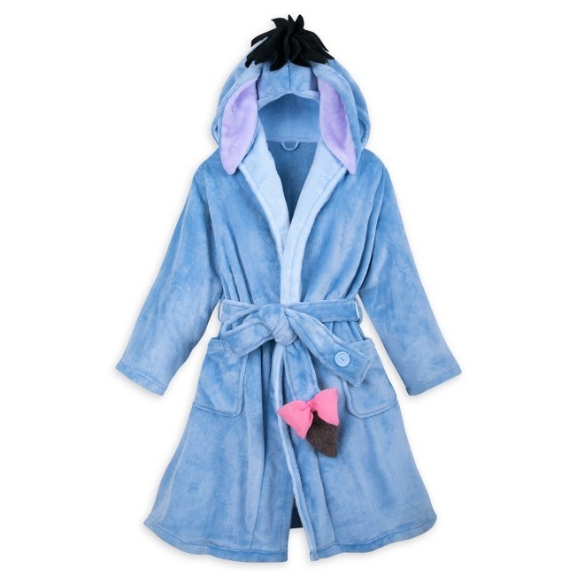 Blue polyester Eeyore inspired robe with 3D ears