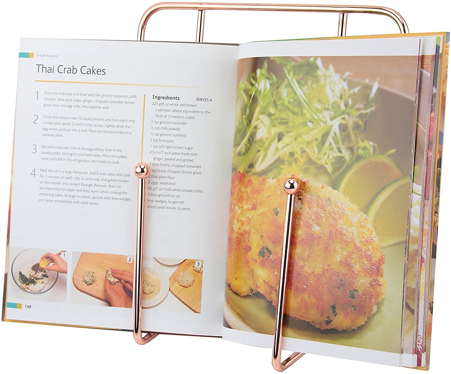 book on cookbook stand