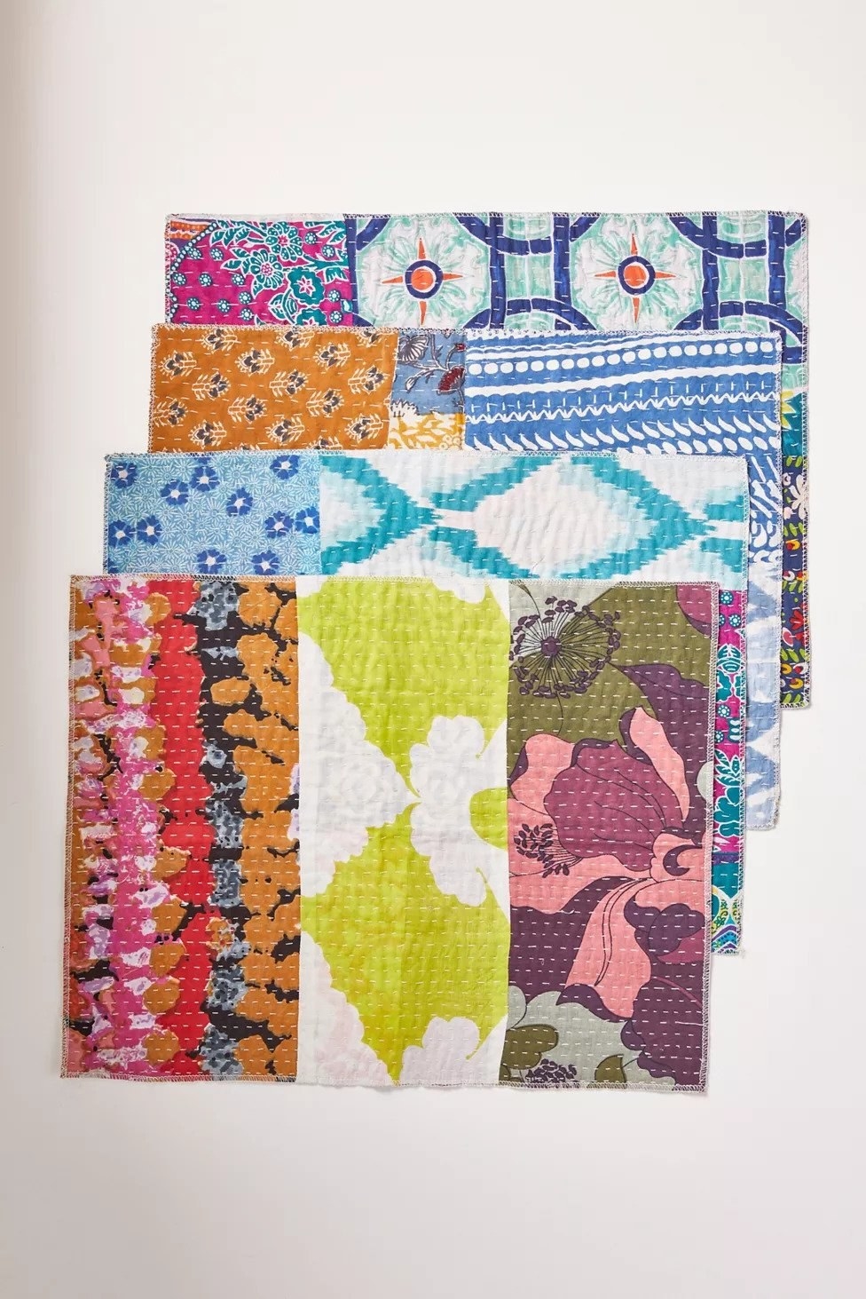 Four patchwork fabric placemats