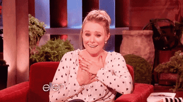 Gif of Kristen Bell crying on &quot;The Ellen DeGeneres Show&quot;
