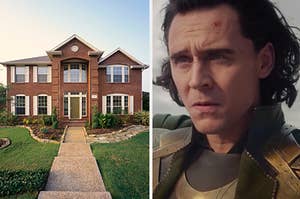 Loki looking at a house