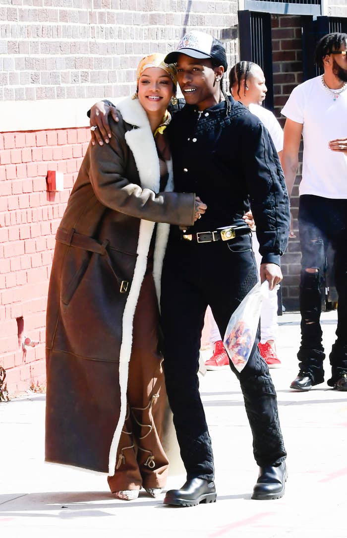 Rihanna and A$AP Rock are pictured while filming a music video in New York City