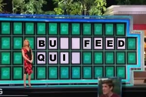 the Wheel of Fortune letters almost spelling out BuzzFeed Quiz