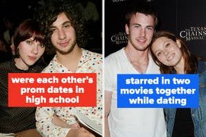 Scarlett Johansson and Jack Antonoff went to prom together, and Chris Evans and Jessica Biel starred in two movies together while dating