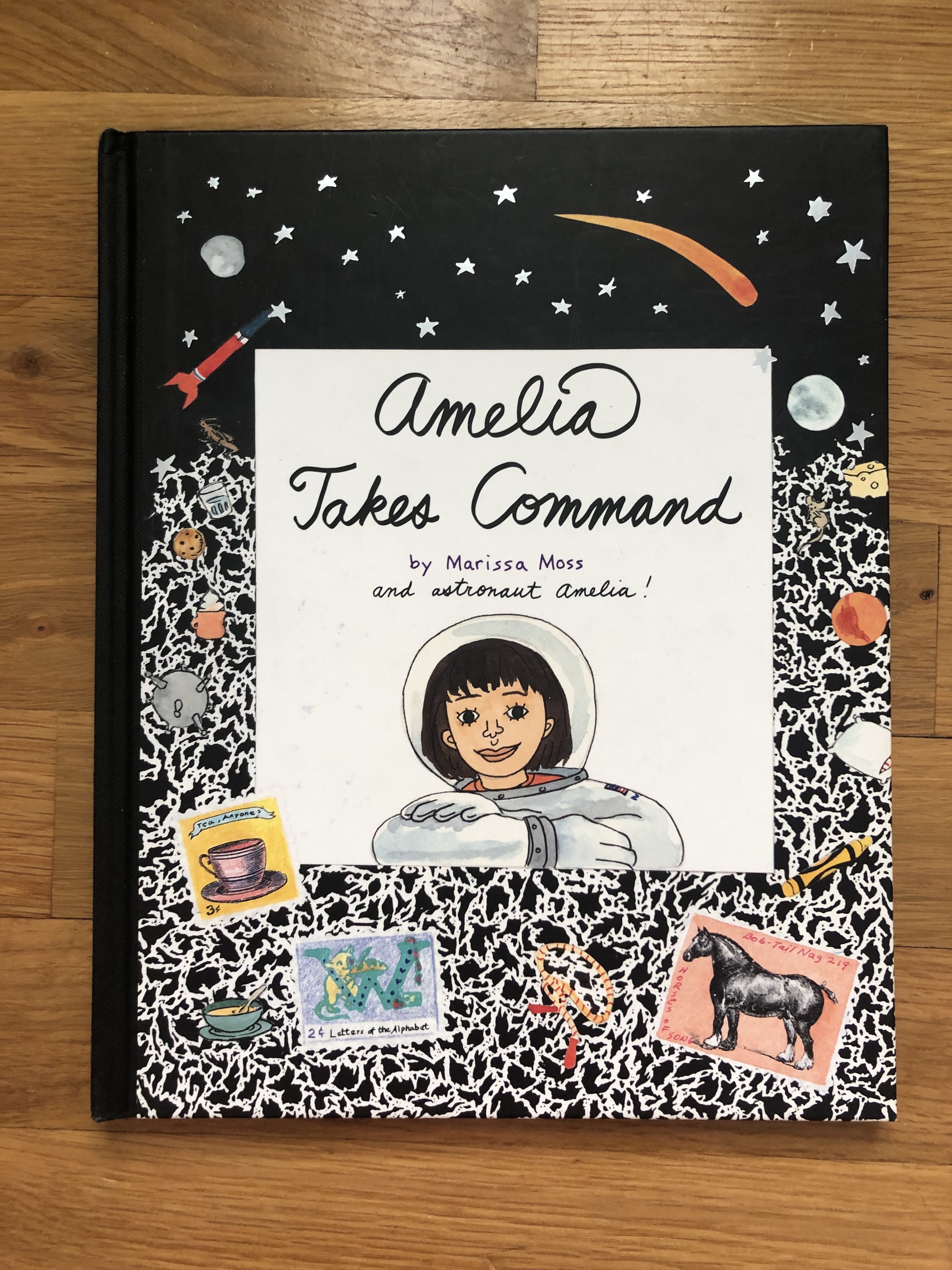 Composition notebook cover for &quot;Amelia Takes Command&quot;