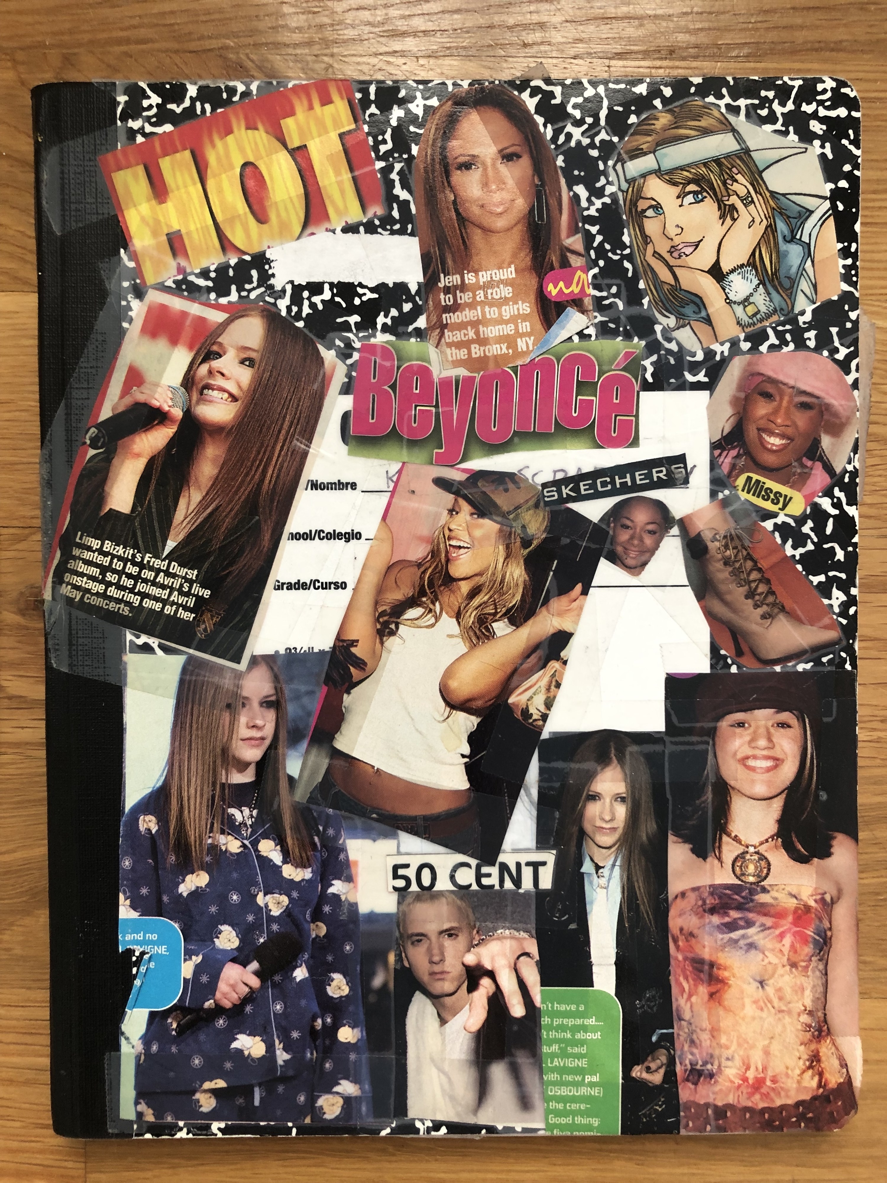 Other collage images include Eminem, Raven-Symoné, and a pair of laced-up boots
