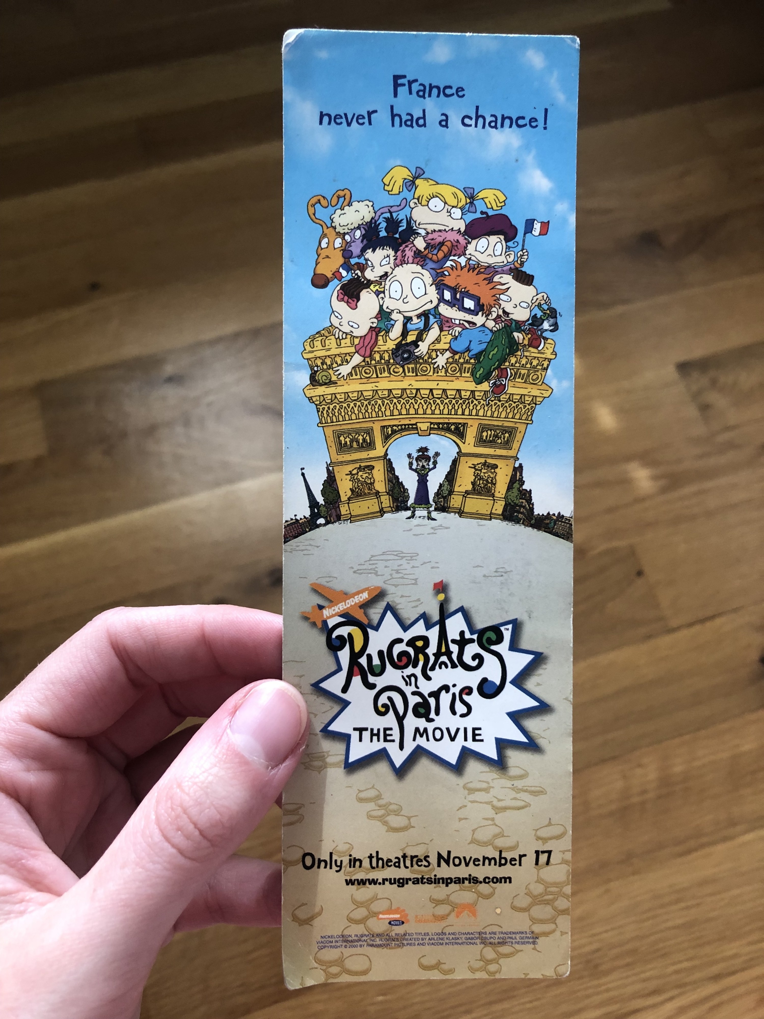 &quot;Rugrats in Paris: The Movie&quot; movie poster on a paper bookmark
