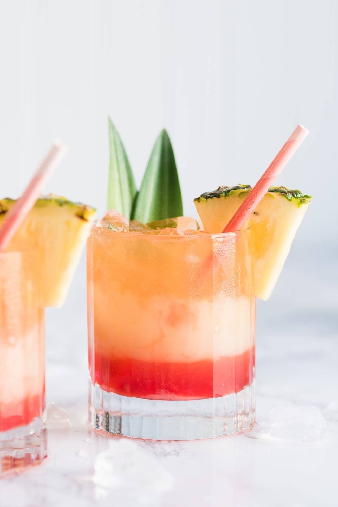 A mango sunrise piña colada cocktail.