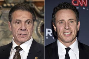 Andrew and Chris Cuomo are shown in a composite image