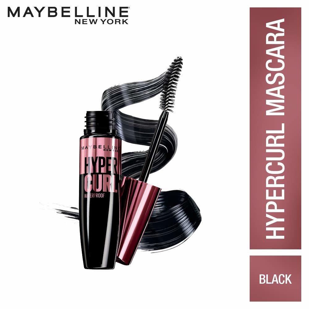 Waterproof mascara tube with a swirl of black mascara