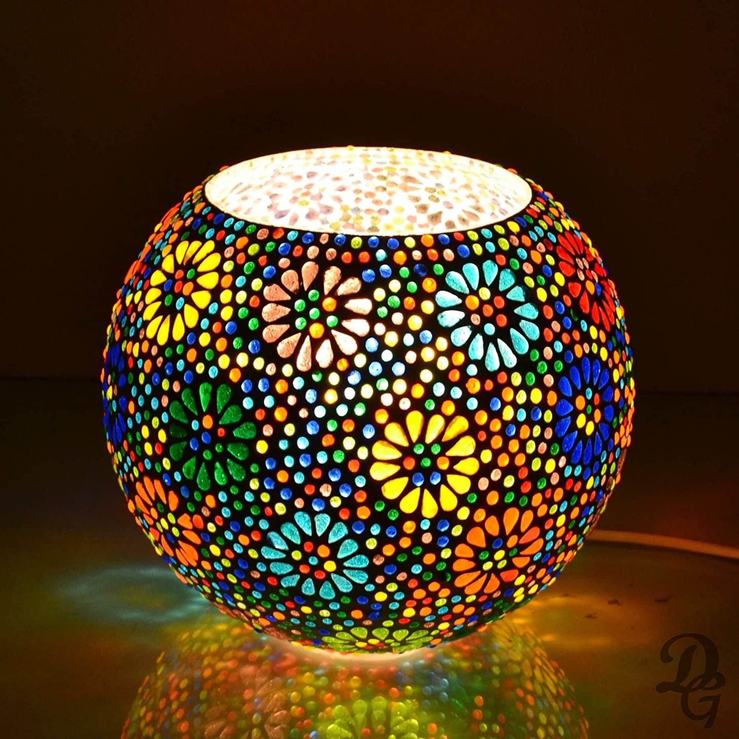 A floral mosaic lamp