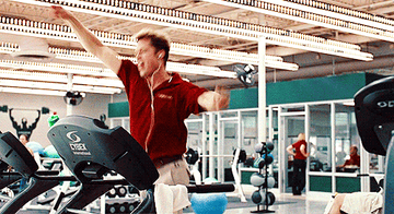 Brad Pitt running on a treadmill