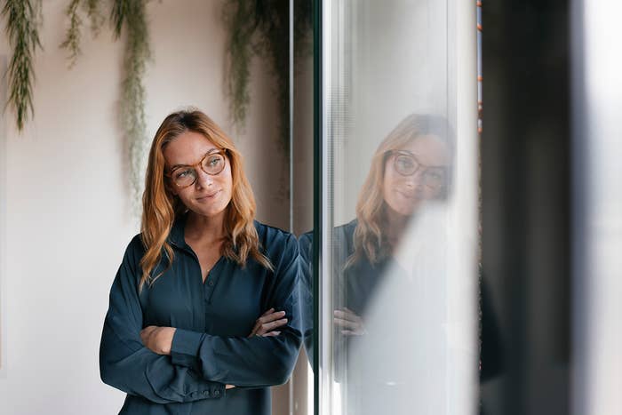 Businesswoman looking out the window