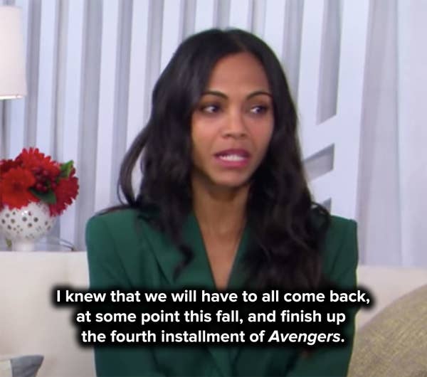 Zoe says she knew they'd all have to come back to finish up Avengers 4