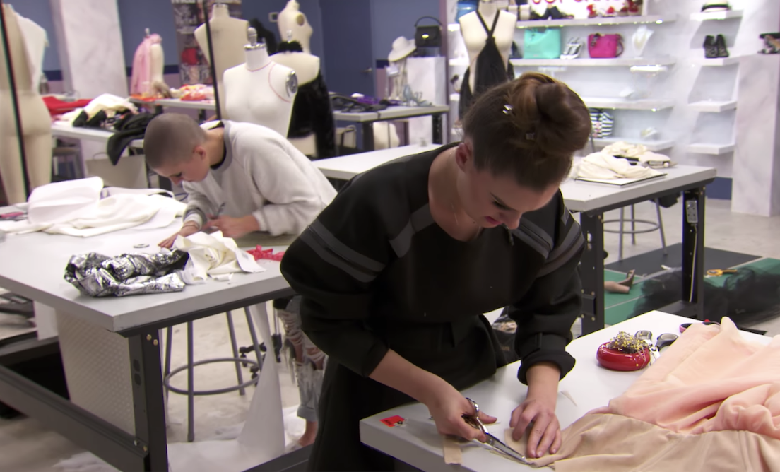 Claire and her twin sister Shawn in the workroom